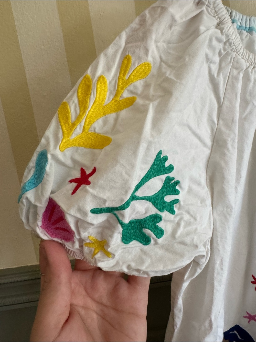 Mini Boden White Kids Mermaid Embroidered Dress - Picture 4 of 5